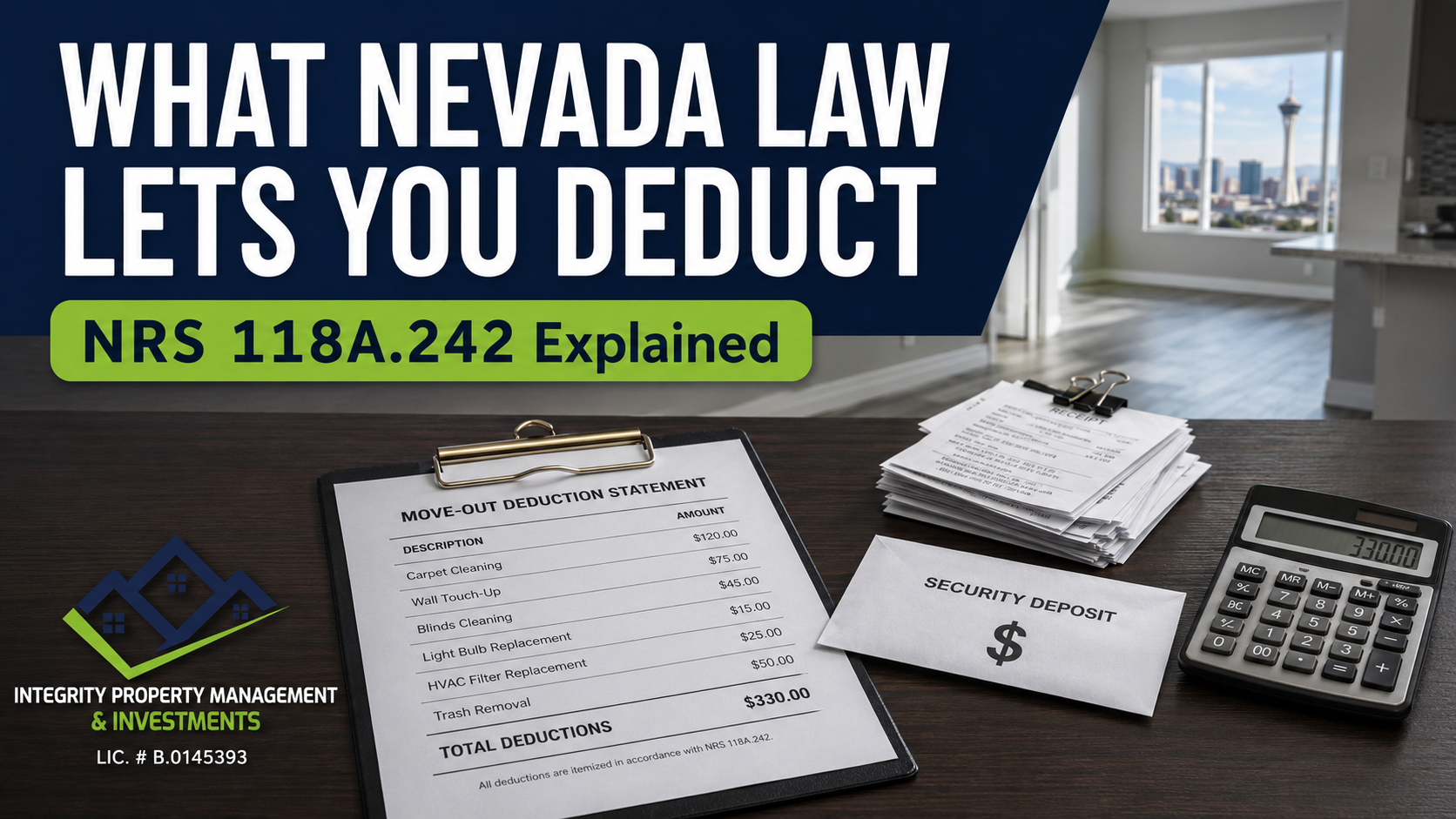Nevada's Security Deposit Rules for Landlords: What You Can Charge, Hold, and Deduct